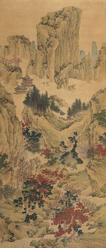 张若霭 张若澄 秋山抚琴图 立轴